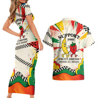 Support Your Fruity Friends Love Wins Gay Pride Couples Matching Short Sleeve Bodycon Dress and Hawaiian Shirt LGBTQ Retro 30s Cartoon Checkered