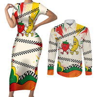 Support Your Fruity Friends Love Wins Gay Pride Couples Matching Short Sleeve Bodycon Dress and Long Sleeve Button Shirt LGBTQ Retro 30s Cartoon Checkered