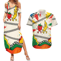 Support Your Fruity Friends Love Wins Gay Pride Couples Matching Summer Maxi Dress and Hawaiian Shirt LGBTQ Retro 30s Cartoon Checkered