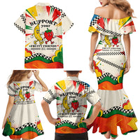 Support Your Fruity Friends Love Wins Gay Pride Family Matching Mermaid Dress and Hawaiian Shirt LGBTQ Retro 30s Cartoon Checkered