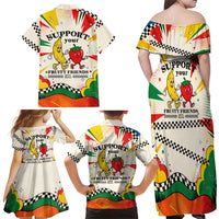 Support Your Fruity Friends Love Wins Gay Pride Family Matching Off Shoulder Maxi Dress and Hawaiian Shirt LGBTQ Retro 30s Cartoon Checkered