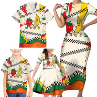 Support Your Fruity Friends Love Wins Gay Pride Family Matching Short Sleeve Bodycon Dress and Hawaiian Shirt LGBTQ Retro 30s Cartoon Checkered