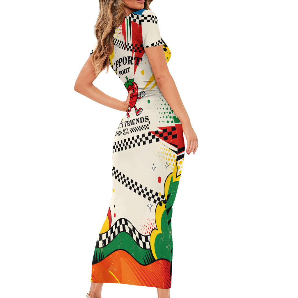 Support Your Fruity Friends Love Wins Gay Pride Family Matching Short Sleeve Bodycon Dress and Hawaiian Shirt LGBTQ Retro 30s Cartoon Checkered