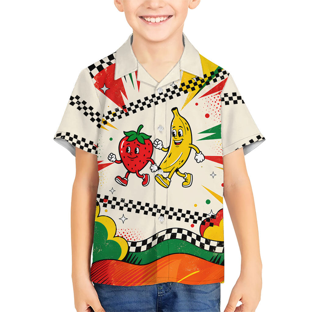 Support Your Fruity Friends Love Wins Gay Pride Kid Hawaiian Shirt LGBTQ Retro 30s Cartoon Checkered