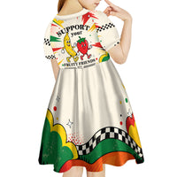 Support Your Fruity Friends Love Wins Gay Pride Kid Short Sleeve Dress LGBTQ Retro 30s Cartoon Checkered