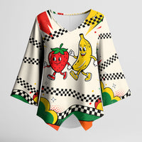 Support Your Fruity Friends Love Wins Gay Pride Kimono Sleeve Blouse LGBTQ Retro 30s Cartoon Checkered