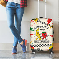 Support Your Fruity Friends Love Wins Gay Pride Luggage Cover LGBTQ Retro 30s Cartoon Checkered