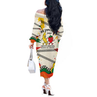 Support Your Fruity Friends Love Wins Gay Pride Off The Shoulder Long Sleeve Dress LGBTQ Retro 30s Cartoon Checkered