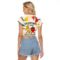 Support Your Fruity Friends Love Wins Gay Pride Raglan Cropped T Shirt LGBTQ Retro 30s Cartoon Checkered