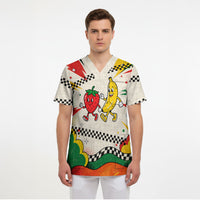 Support Your Fruity Friends Love Wins Gay Pride Scrub Top LGBTQ Retro 30s Cartoon Checkered