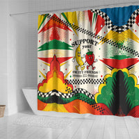 Support Your Fruity Friends Love Wins Gay Pride Shower Curtain LGBTQ Retro 30s Cartoon Checkered