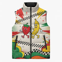 Support Your Fruity Friends Love Wins Gay Pride Sleeveless Puffer Jacket LGBTQ Retro 30s Cartoon Checkered