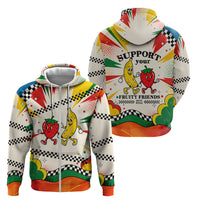 Support Your Fruity Friends Love Wins Gay Pride Zip Hoodie LGBTQ Retro 30s Cartoon Checkered