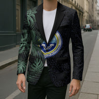 Federated States Of Micronesia Blazer FSM Tropical Monstera Leaf Dark Tribal Pattern TS04 - Polynesian Pride