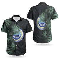 Federated States Of Micronesia Couples Matching Long Sleeve Bodycon Dress and Hawaiian Shirt FSM Tropical Monstera Leaf Dark Tribal Pattern TS04 - Polynesian Pride