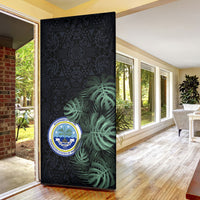 Federated States Of Micronesia Door Cover FSM Tropical Monstera Leaf Dark Tribal Pattern TS04 - Polynesian Pride