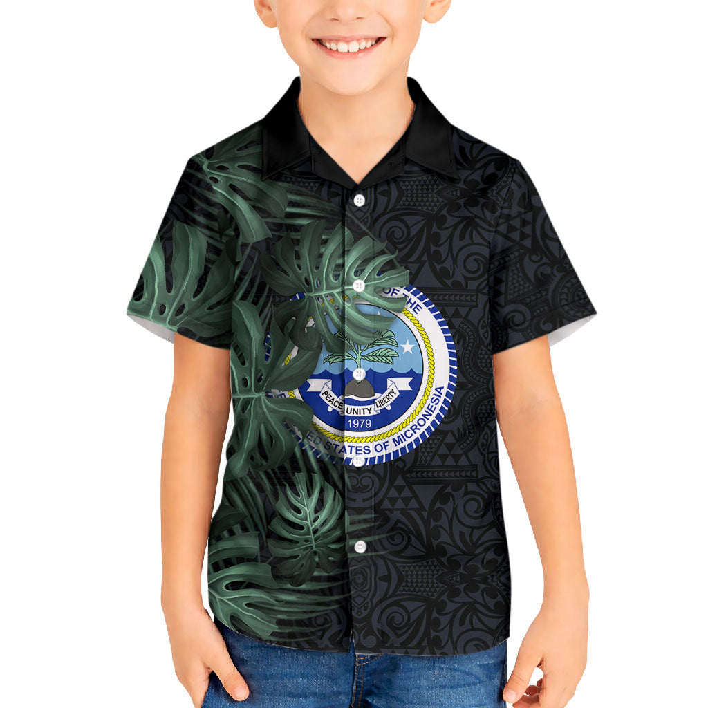 Federated States Of Micronesia Hawaiian Shirt FSM Tropical Monstera Leaf Dark Tribal Pattern TS04 - Polynesian Pride