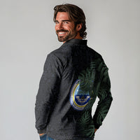 Federated States Of Micronesia Long Sleeve Polo Shirt FSM Tropical Monstera Leaf Dark Tribal Pattern TS04 - Polynesian Pride