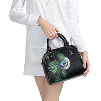 Federated States Of Micronesia Shoulder Handbag FSM Tropical Monstera Leaf Dark Tribal Pattern TS04 - Polynesian Pride