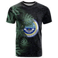 Federated States Of Micronesia T Shirt FSM Tropical Monstera Leaf Dark Tribal Pattern TS04 Black Green - Polynesian Pride