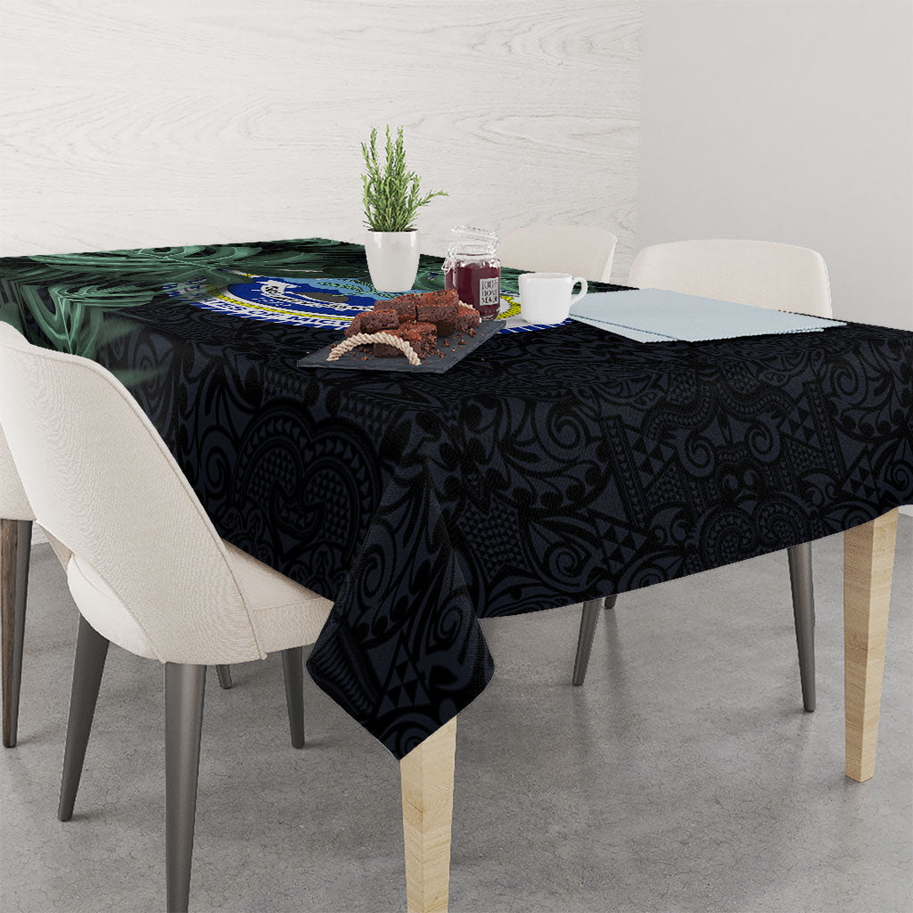 Federated States Of Micronesia Tablecloth FSM Tropical Monstera Leaf Dark Tribal Pattern TS04 - Polynesian Pride