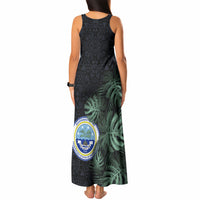 Federated States Of Micronesia Tank Maxi Dress FSM Tropical Monstera Leaf Dark Tribal Pattern TS04 - Polynesian Pride