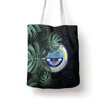 Federated States Of Micronesia Tote Bag FSM Tropical Monstera Leaf Dark Tribal Pattern TS04 - Polynesian Pride