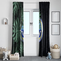 Federated States Of Micronesia Window Curtain FSM Tropical Monstera Leaf Dark Tribal Pattern TS04 - Polynesian Pride