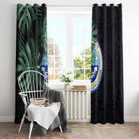 Federated States Of Micronesia Window Curtain FSM Tropical Monstera Leaf Dark Tribal Pattern TS04 - Polynesian Pride