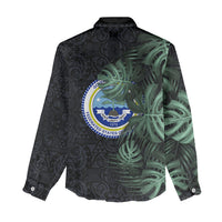 Federated States Of Micronesia Women Casual Shirt FSM Tropical Monstera Leaf Dark Tribal Pattern TS04 - Polynesian Pride
