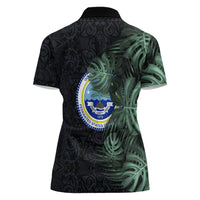 Federated States Of Micronesia Women Polo Shirt FSM Tropical Monstera Leaf Dark Tribal Pattern TS04 - Polynesian Pride