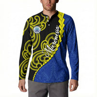 Federated States Of Micronesia FSM Button Sweatshirt Pacific Islander Tribal Swirl Geometric Pattern TS04 - Polynesian Pride