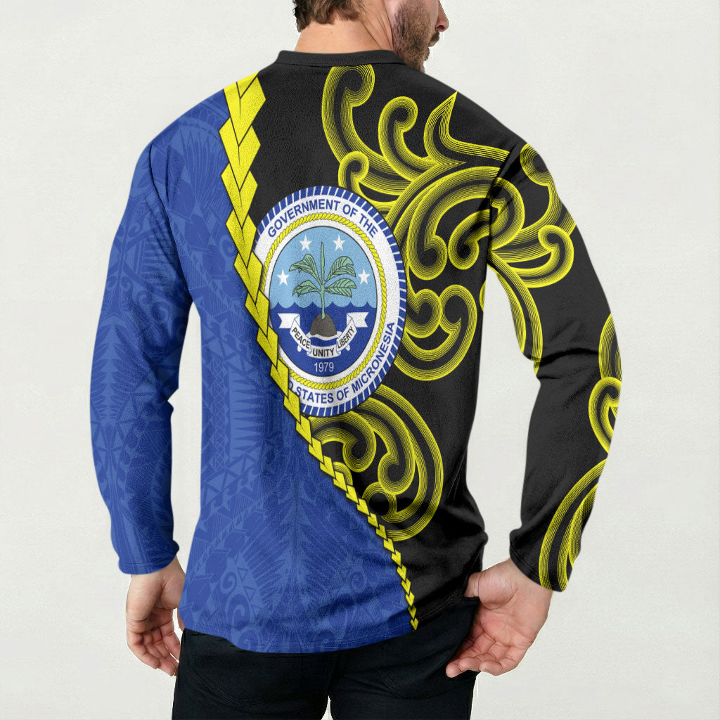 Federated States Of Micronesia FSM Button Sweatshirt Pacific Islander Tribal Swirl Geometric Pattern TS04 - Polynesian Pride