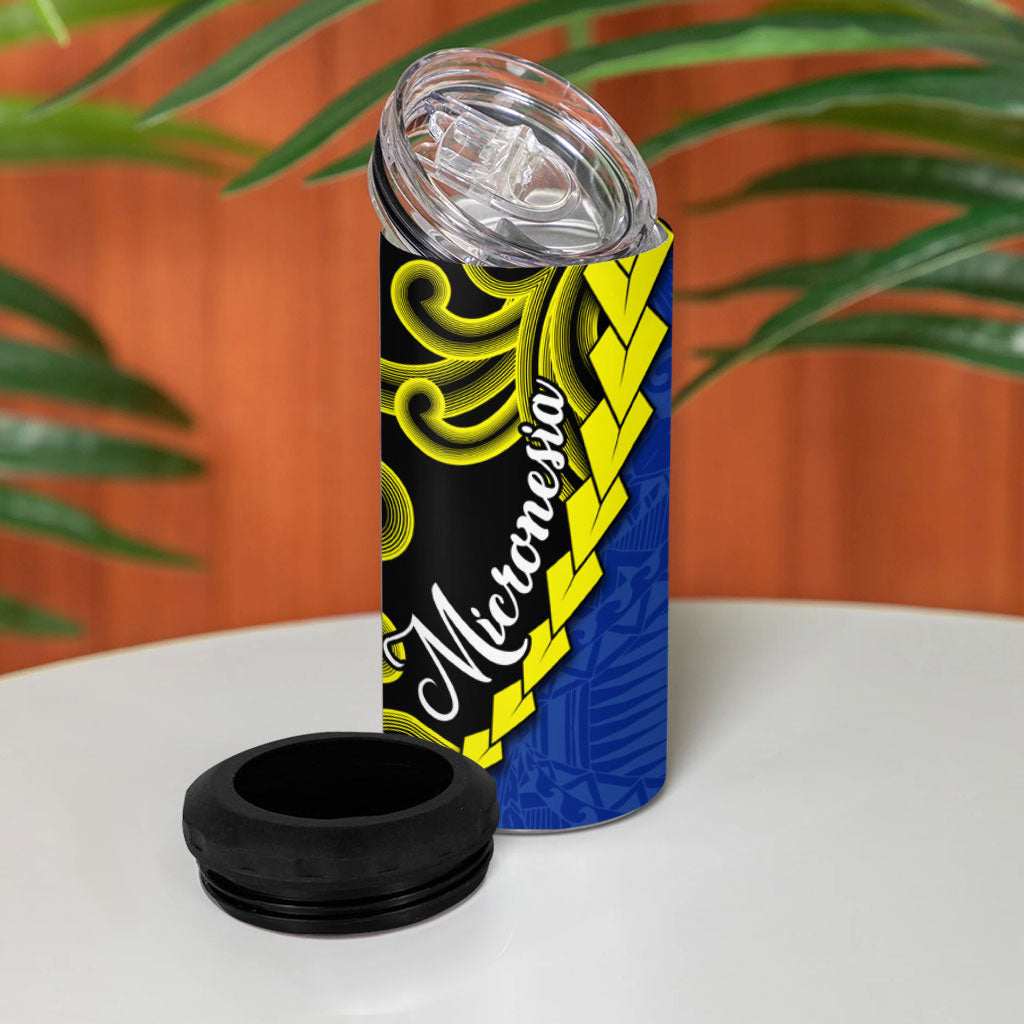Federated States Of Micronesia FSM 4 in 1 Can Cooler Tumbler Pacific Islander Tribal Swirl Geometric Pattern TS04 - Polynesian Pride