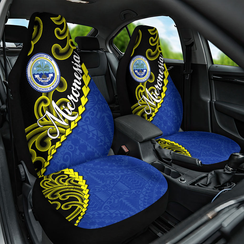 Federated States Of Micronesia FSM Car Seat Cover Pacific Islander Tribal Swirl Geometric Pattern
