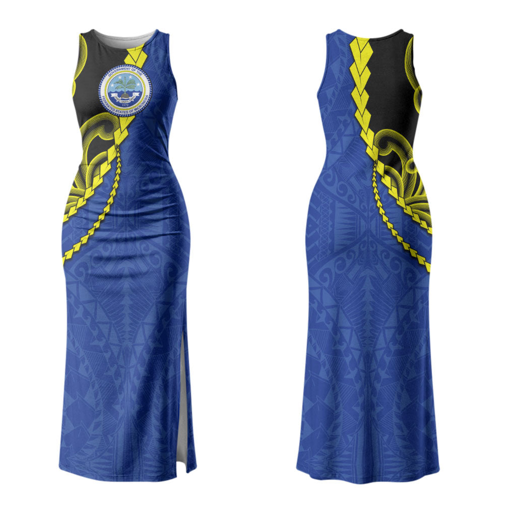 Federated States Of Micronesia FSM Couples Matching Tank Maxi Dress and Hawaiian Shirt Pacific Islander Tribal Swirl Geometric Pattern TS04 - Polynesian Pride