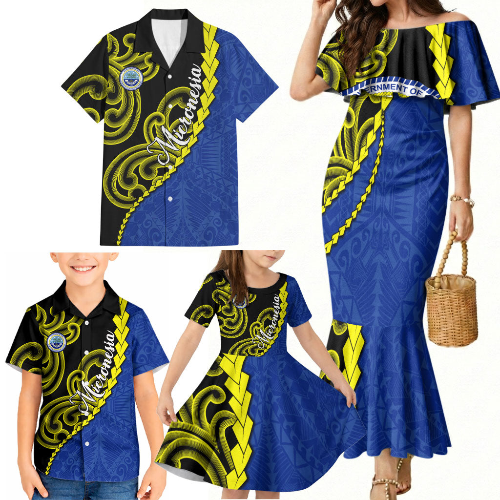 Federated States Of Micronesia FSM Family Matching Mermaid Dress and Hawaiian Shirt Pacific Islander Tribal Swirl Geometric Pattern TS04 - Polynesian Pride