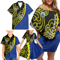 Federated States Of Micronesia FSM Family Matching Off Shoulder Short Dress and Hawaiian Shirt Pacific Islander Tribal Swirl Geometric Pattern TS04 - Polynesian Pride