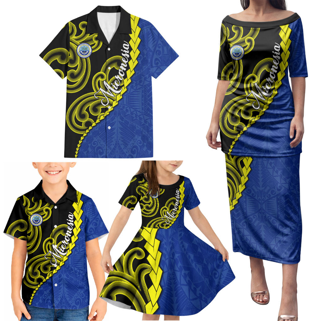Federated States Of Micronesia FSM Family Matching Puletasi and Hawaiian Shirt Pacific Islander Tribal Swirl Geometric Pattern TS04 - Polynesian Pride