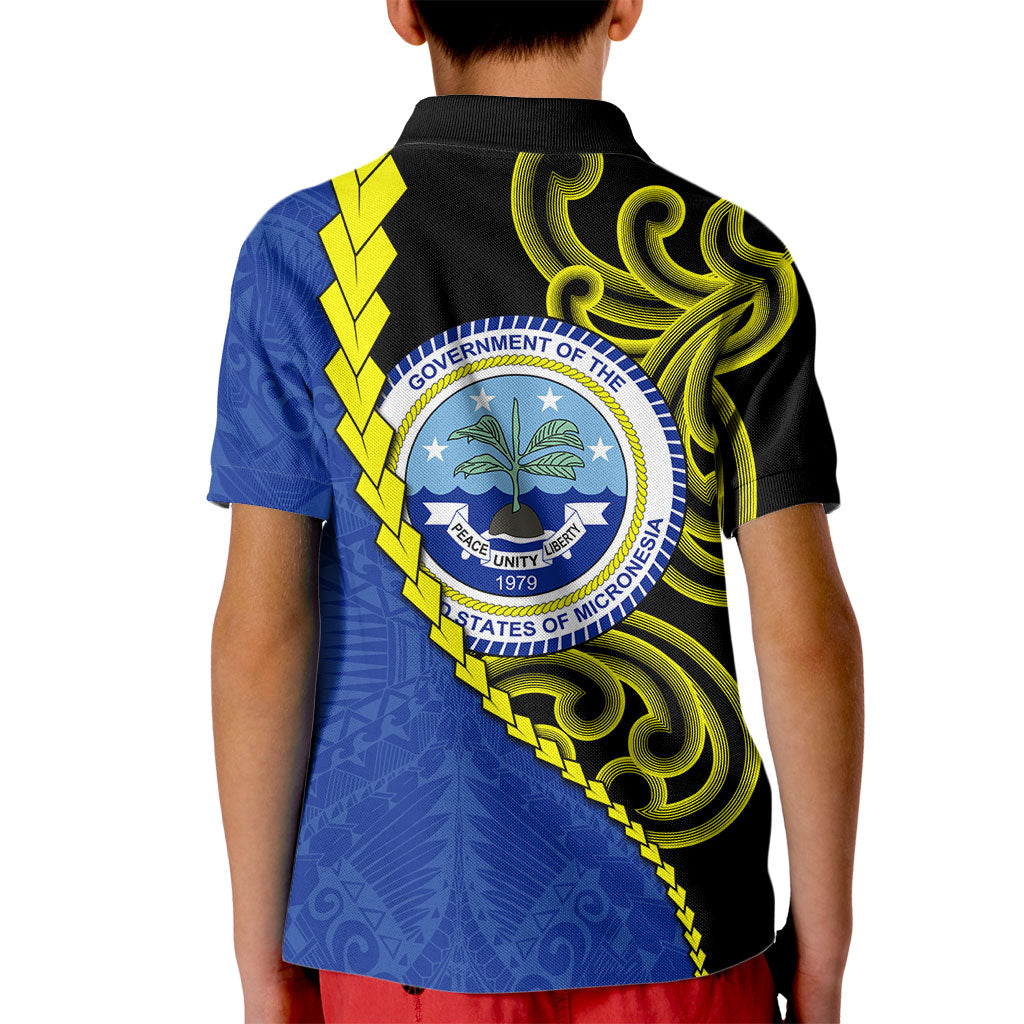 Federated States Of Micronesia FSM Kid Polo Shirt Pacific Islander Tribal Swirl Geometric Pattern
