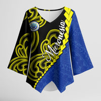Federated States Of Micronesia FSM Kimono Sleeve Blouse Pacific Islander Tribal Swirl Geometric Pattern TS04 Female Black Blue - Polynesian Pride