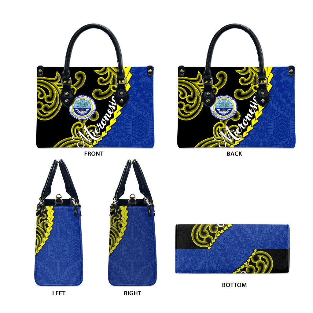 Federated States Of Micronesia FSM Leather Bag Pacific Islander Tribal Swirl Geometric Pattern TS04 - Polynesian Pride