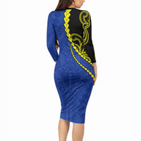 Federated States Of Micronesia FSM Long Sleeve Bodycon Dress Pacific Islander Tribal Swirl Geometric Pattern TS04 - Polynesian Pride