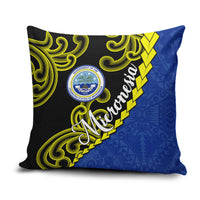 Federated States Of Micronesia FSM Pillow Cover Pacific Islander Tribal Swirl Geometric Pattern TS04 Black Blue - Polynesian Pride