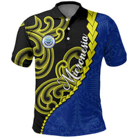 Federated States Of Micronesia FSM Polo Shirt Pacific Islander Tribal Swirl Geometric Pattern TS04 Black Blue - Polynesian Pride