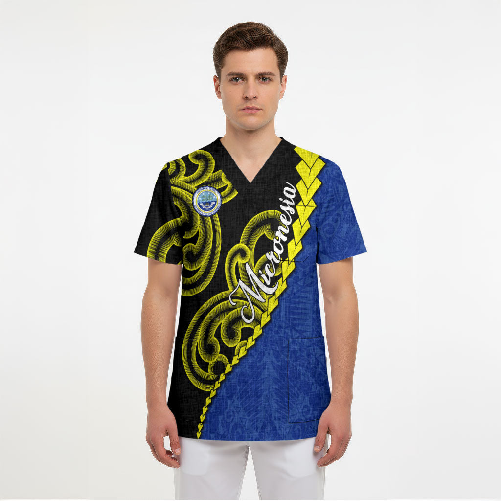 Federated States Of Micronesia FSM Scrub Top Pacific Islander Tribal Swirl Geometric Pattern TS04 - Polynesian Pride