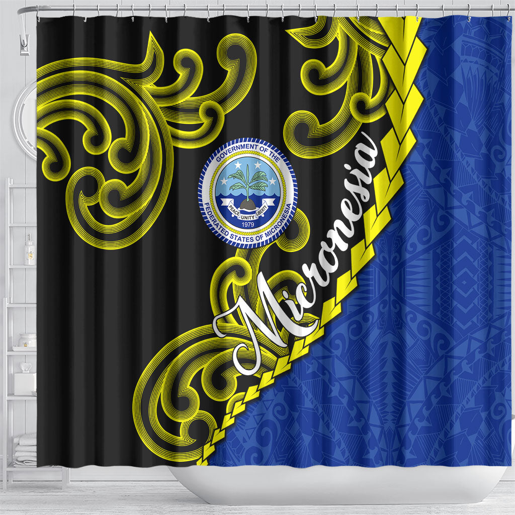 Federated States Of Micronesia FSM Shower Curtain Pacific Islander Tribal Swirl Geometric Pattern TS04 - Polynesian Pride