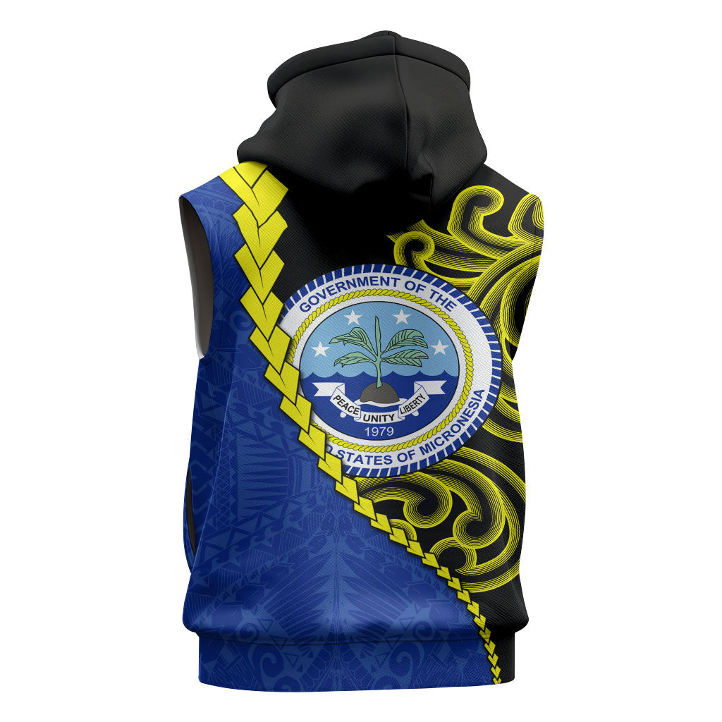 Federated States Of Micronesia FSM Sleeveless Zip Hoodie Pacific Islander Tribal Swirl Geometric Pattern TS04 - Polynesian Pride