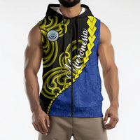 Federated States Of Micronesia FSM Sleeveless Zip Hoodie Pacific Islander Tribal Swirl Geometric Pattern TS04 - Polynesian Pride
