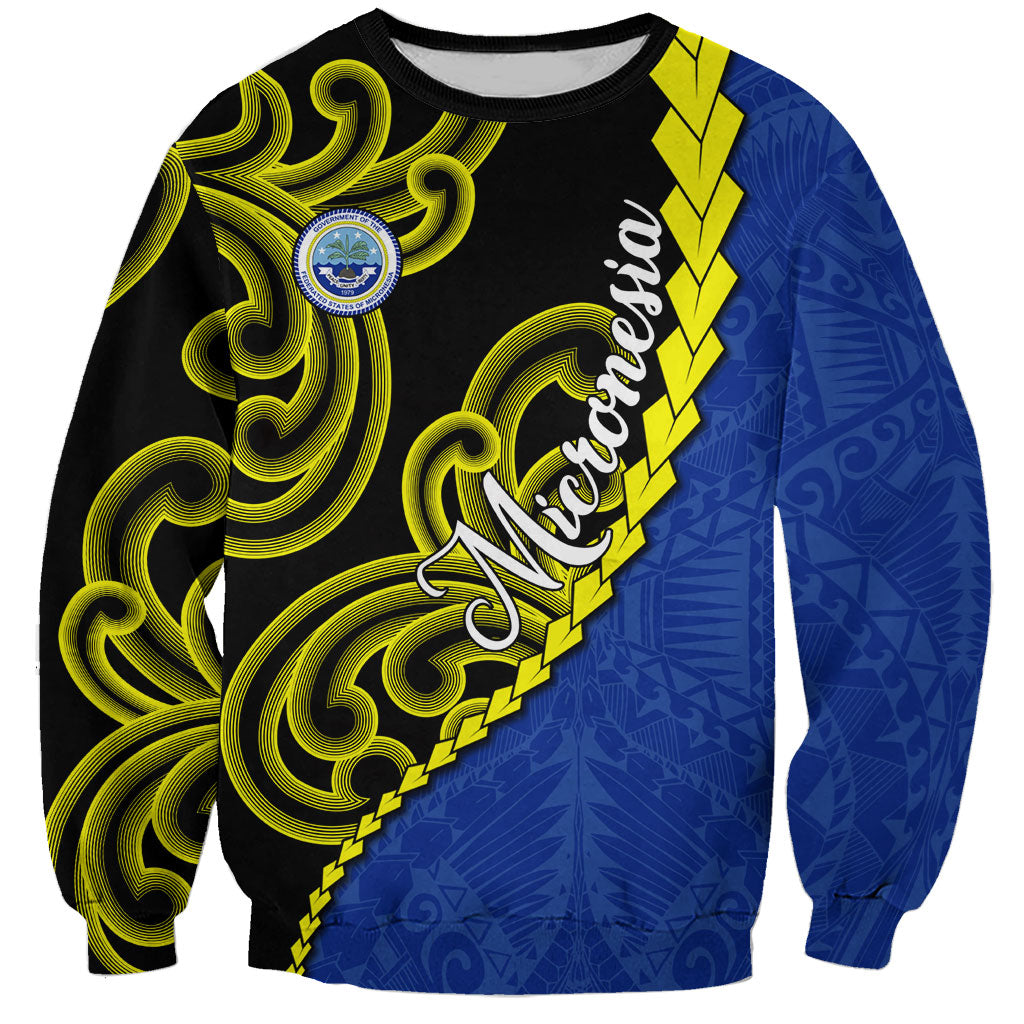 Federated States Of Micronesia FSM Sweatshirt Pacific Islander Tribal Swirl Geometric Pattern TS04 Unisex Black Blue - Polynesian Pride